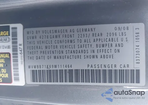 2009 Volkswagen Rabbit S z USA, uszkodzony, nr VIN WVWBB71K69W111464